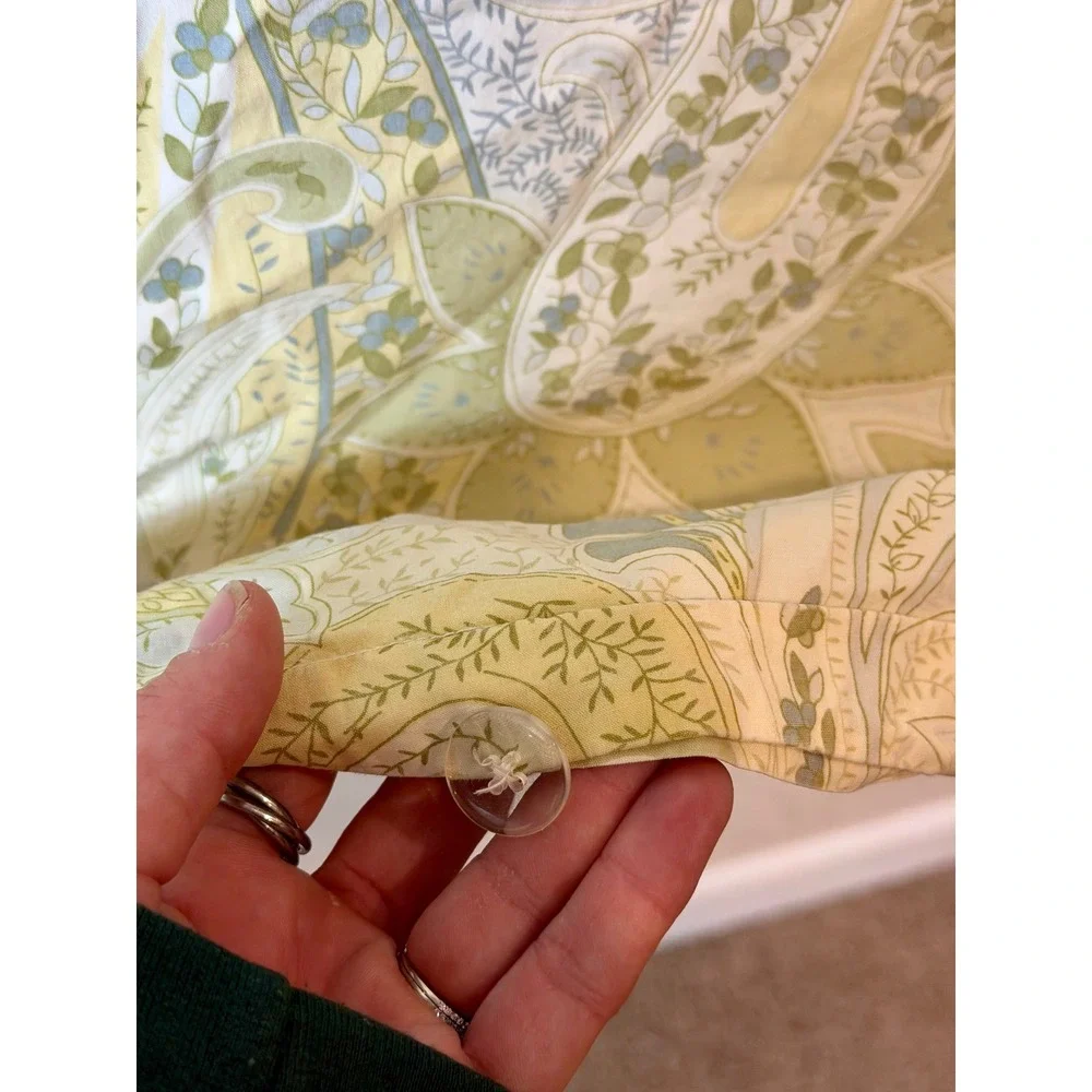Pottery Barn Jolie Paisley Duvet Cover Full‎ Queen Sage Green Yellow Cotton 2006